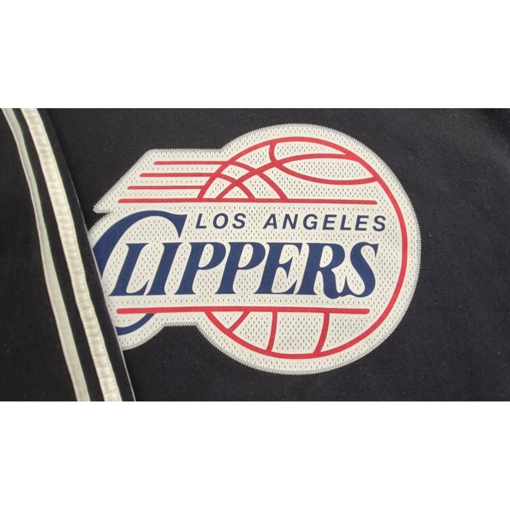Los Angeles Clippers Adidas Hoodie Men LG Black NBA 3 Strip Sleeve front pocket - Picture 2 of 13